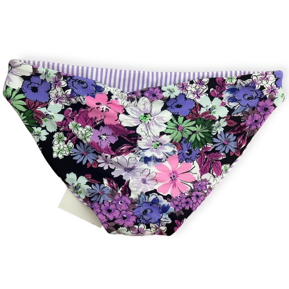 Cyn&Luca Boutique Purple Stripes/Floral Medium Coverage Bikini Swim Bottoms NWT - Picture 8 of 9